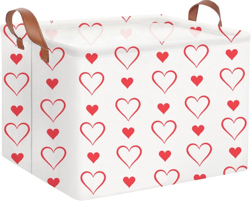 CLOCOR Rectangular Valentine's Day Basket Empty,Gift Basket for Kids,Boyfriend,Girlfriend,Waterproof Hearth Printed Storage Basket with Handles,Room Decor(Love) - Image 1